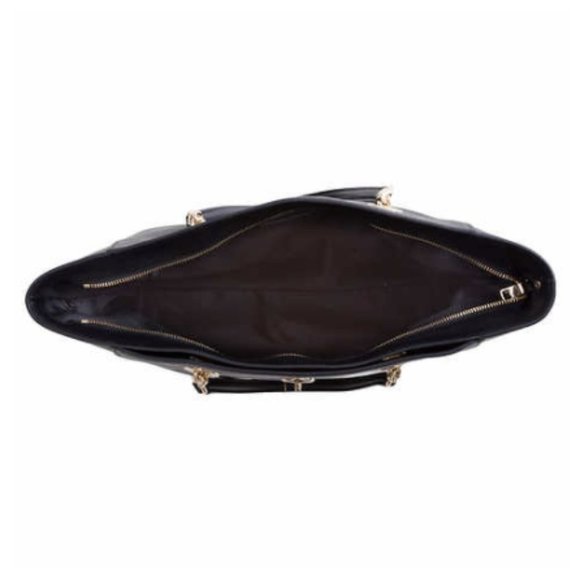 Coach Chain Shoulder Bag Black Leather Tote Purse - Picture 5 of 7